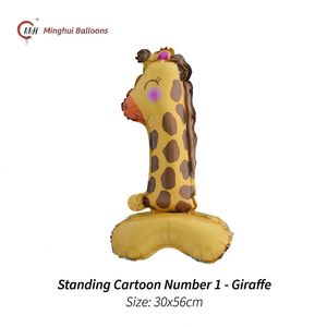 Ballon Mylar Chiffre Animal de la <span class=keywords><strong>Jungle</strong></span> 0-9, Ballon en Aluminium Dessin Animé Faune Sauvage pour Enfants <span class=keywords><strong>1</strong></span>-9 Ans, Décoration d'<span class=keywords><strong>Anniversaire</strong></span> à l'Hélium - Product Image 4