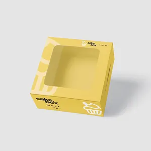 Imballaggio Pop di plastica di carta di cartone all'ingrosso scatola di torta trasparente di compleanno di lusso quadrata personalizzata con finestra