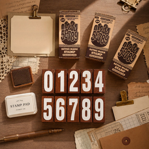 Juego de Sellos de <span class=keywords><strong>1</strong></span> Pieza, Sellos de Números de Estilo Vintage para Diario, Sellos de Números de Madera para Niños - Product Image 1