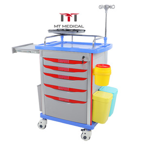 Chariot médical d'urgence moderne CQ-02 <span class=keywords><strong>en</strong></span> ABS, chariot de soins OEM avec <span class=keywords><strong>5</strong></span> <span class=keywords><strong>tiroirs</strong></span>, mobilier hospitalier de haute qualité – Offre Spéciale - Product Image 2