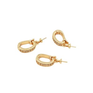 Huggie <b>Earrings</b> 18K Gold Plated Zircon Micro Pave Zinc Alloy Unisex Fashion <b>Cuff</b> <b>Earrings</b> - Product Image 5