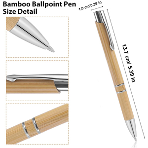 Custom Logo Bamboo ECO Retractable Ballpoint <b>Pens</b> 1.0mm Writing Width for School Stationery Gift Writing Promotions - Product Image 3