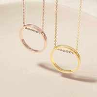 Minimaliste En Acier Inoxydable Cercle Intérieur Cercle Gravure Message Secret Deux Trous Curseur Anneau Pendentif Collier