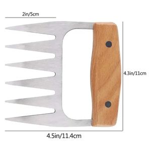 เครื่องมือฉีกเนื้อไก่ แบบกรงเล็บหมี สแตนเลส พร้อมด้ามไม้ สำหรับฉีกเนื้อ<span class=keywords><strong>หมู</strong></span> ใช้ในครัว - Product Image 2