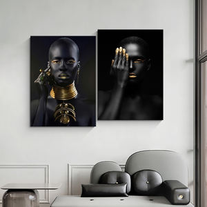 Póster de arte negro africano personalizado, imagen de lujo, pintura al óleo de niña africana, arte de pared, pintura de porcelana de cristal - Product Image 1