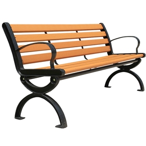 Attractive shape modern cast iron outdoor plastic wood bench seat terrace park garden terrace bench
