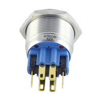 Bouton poussoir LED RGB anti-vandalisme ONPOW 22 mm, LED tricolore GQ22-11E/RGB/S, étanche IP65, CE, RoHS