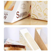 Boîte d'emballage jetable compostable Mini boîte à sandwich de qualité alimentaire avec fenêtre transparente