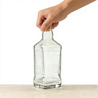 Bouteille de verre rectangulaire transparente personnalisée de 500 ml et 750 ml pour whisky, vodka, brandy, rhum, vin avec bouchon en liège
