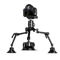 Support de voiture en alliage d'aluminium robuste bras magique trépied Triple ventouse montage DSLR SLR support d'appareil photo accessoires