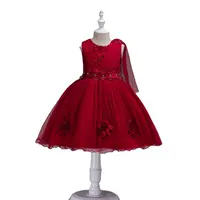 Vestito da ragazza di fiore per bambini di nuovo stile vestito da festa da principessa per bambina di compleanno rosso per bambini