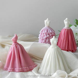 초기 라이저 DIY 아로마 테라피 캔들 스커트 웨딩 원피스 케이크 장식 베이킹 금형 홈 데코를위한 실리콘 몰드 - Product Image 2