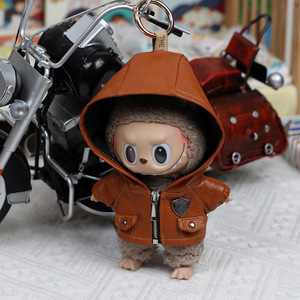 Blouson de moto à capuche Labubu pour garçons, automne-hiver, coupe-vent, en peluche - Product Image 1