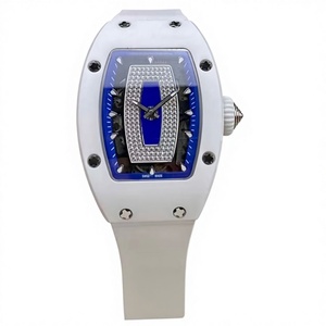 Reloj de Cerámica con Cristal de Zafiro, Movimiento Mecánico Automático, Resistente al Agua, de Alta Calidad, con Puntero de Goma, Marco Blanco y Diseño de Núcleo Azul - Product Image 1