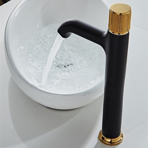 Contemporanea In Ottone Opaco Nero e Oro Lavandino del Bagno Rubinetto <span class=keywords><strong>Miscelatore</strong></span> Deck Mount <span class=keywords><strong>Lavabo</strong></span> Acqua Calda E Fredda Rubinetto BF1203 - Product Image 4