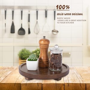Commercio all'ingrosso legno noce rotondo vassoio decorativo, in legno bancone del bagno Organizer fattoria decorazione <span class=keywords><strong>cucina</strong></span> legno montante per portasapone - Product Image 2