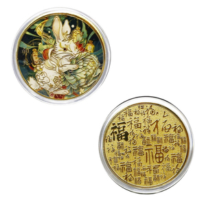 Medalla Colorida del Zodiaco Chino 2025, <span class=keywords><strong>Moneda</strong></span> Conmemorativa del <span class=keywords><strong>Conejo</strong></span> Chapada en Oro, Regalo de la Suerte - Product Image 1