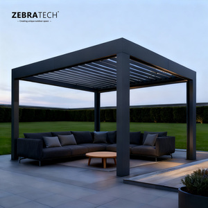 Système de pergola en aluminium thermolaqué haut de gamme avec <span class=keywords><strong>toit</strong></span> motorisé imperméable, anti-rongeurs et LED pour villa de luxe - Product Image 3