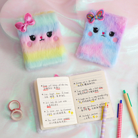 2025 enfants fille cadeau Kawaii Mini mignon 14.5*11cm carnet de notes dessin animé Animal doux moelleux en peluche journal intime cahier