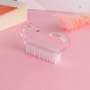 Nail <b>Brush</b> Plastic Flat Bristle For Nail Cleaning And <b>Dust</b> Removal Cyan Pink Color - Product Image 3