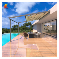 Pergola extérieure imperméable en aluminium et PVC avec toit rétractable, cadre thermolaqué, fixation murale, couvertures pour terrasse et patio