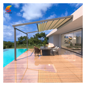 Waterdichte buiten aluminium PVC <span class=keywords><strong>pergola</strong></span> met intrekbaar dak, gepoedercoat frame, wandmontage, terras- en patio-overkappingen - Product Image 1