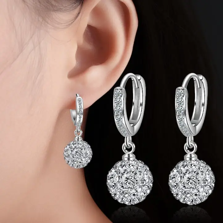 Pendientes de plata para novia, pendientes de gota con diamantes de imitación llamativos Shambhala