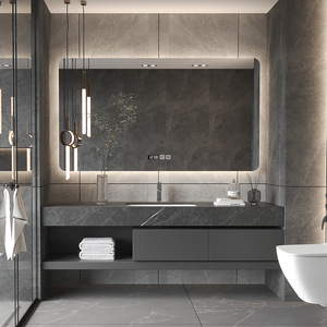 Modern minimalist bathroom cabinet slate ceramic basin wash basin smart <b>mirror</b> cabinet bathroom cabinet - Product Image 5