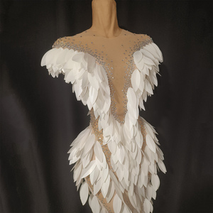 Novance Y5514 Abito da Sera Glamour con Paillettes Bianche, Senza Maniche, con Spacco Alto, <span class=keywords><strong>Vestito</strong></span> da Cerimonia per Donne - Product Image 4