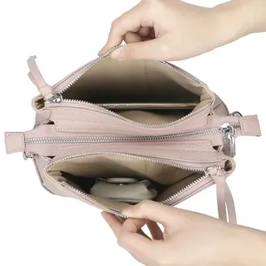 Sacs à bandoulière en cuir véritable AndoBag pour femmes, grande capacité, mode, multi-compartiments, sac coquille 2813 - Product Image 3