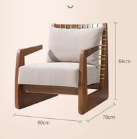 DISHI Moderner Luxus Massivholz-Rattan-Liegestuhl Neuer Chinesischer Freizeit-Einzelsessel für Wohnzimmer Gästehaus Café Weich