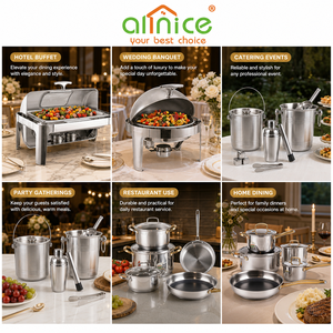 Batterie de cuisine antiadhésive en acier inoxydable, comprenant une marmite à soupe et une casserole à lait avec couvercle et poignée – Vente chaude - Product Image 6