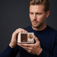 Speaker Bluetooth Portabel HM11 Retro Vintage Stereo Bass dengan Radio FM Mini, Cocok untuk Hadiah, Dekorasi Rumah & Santai