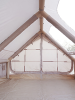 Tente de camping gonflable à deux pièces à double porte quatre saisons en tissu Oxford 420D de 12 m², installation rapide, imperméable, abri extérieur