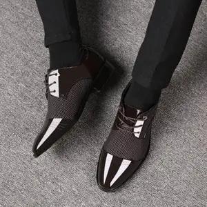 A046 Fashion Men Shoes Genuine Leather Man Dress Shoe Classic Gentleman Shoes Brand Luxury Men's Business Casual PU Plain Rubber