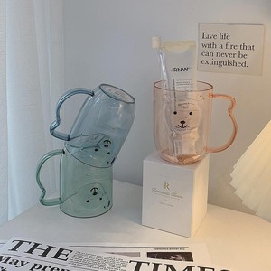 Bear Shaped Mouthwash Cup Transparent Plastic <b>Toothbrush</b> <b>Holder</b> For Bathroom Children And Couples Simple Style - Product Image 2