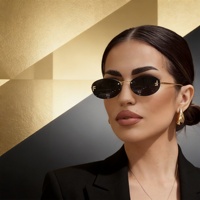 Kacamata Hitam Tanpa Bingkai UV400 Emas Gradasi Berlian Oval Fashion High Sense Tren Eropa Amerika Kecil Dekoratif Unisex