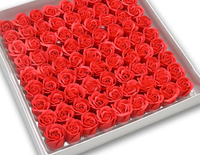 Coffret de 81 fleurs de savon écologiques en forme de rose, sans base, à trois couches, pour Noël, mariage, bonbons, cadeau, Fête des Pères, Halloween