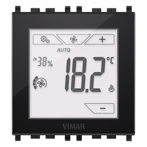 Thermostat tactile Vimar 18.2C avec affichage numérique, mode automatique, système HVAC domestique - Product Image 1