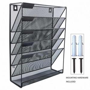 5-Tier Wall-Mounted <b>File</b> Organizer Rack Iron Craft Document Storage Shelf for Office and Home Sturdy <b>File</b> Holder - Product Image 4