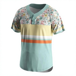 Maillot de baseball col en V à manches courtes unisexe en polyester respirant pour l'été, coupe régulière adulte, logo frontal, séchage rapide - Product Image 1
