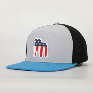 BSCI Wholesale Custom 6 Panel Sport <b>Flat</b> Brim Performance Unisex <b>Hat</b> High Quality Rubber Patch Logo Polyester Hip Hop Fashion - Product Image 1