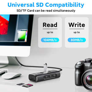 Rshtech ตัวแยกสัญญาณ<span class=keywords><strong>5</strong></span> in 1แบบใน1 3.1การถ่ายโอนข้อมูล USB พร้อมอะแดปเตอร์ USB ฮับ5V/2A สำหรับอุปกรณ์เสริมคอมพิวเตอร์ - Product Image 4