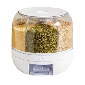 OWNSWING Grain Dispenser 360 Rotating 6 Grid Food Dispenser Recipiente De Armazenamento De Arroz e Grãos