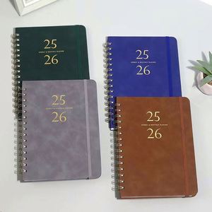 A5 Strap Spiral Leather <b>Notebook</b> Hardcover <b>Daily</b> & Weekly <b>Planner</b> Essential for Study & Office Planning Back-to-School Must-have - Product Image 6