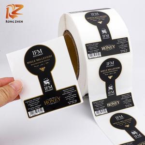 Étiquettes pour pots de miel IFM GOURMET, noir et or, forme irrégulière, autocollantes, en vinyle, avec code-barres à gratter, pour emballage - Product Image 4