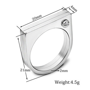 Anneau à vis double couche en acier inoxydable de 20 mm de style européen, forme géométrique, bijou unisexe, accessoire cadeau - Product Image 2