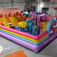 Château sautant gonflable de Funcity avec le château de glissière de divertissement des enfants de thème de fleur