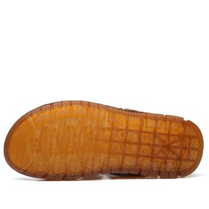 Sandales pour hommes à brides croisées en cuir véritable, première couche de cuir de vachette, semelle extérieure en caoutchouc antidérapante, bout ouvert, chaussures décontractées d'été - Product Image 4