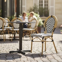 Ensemble de table et 4 chaises en rotin de couleur naturelle pour café en plein air, bistro, restaurant, mobilier de salle à manger, chaise de salle à manger pour hôtel, chambre à coucher